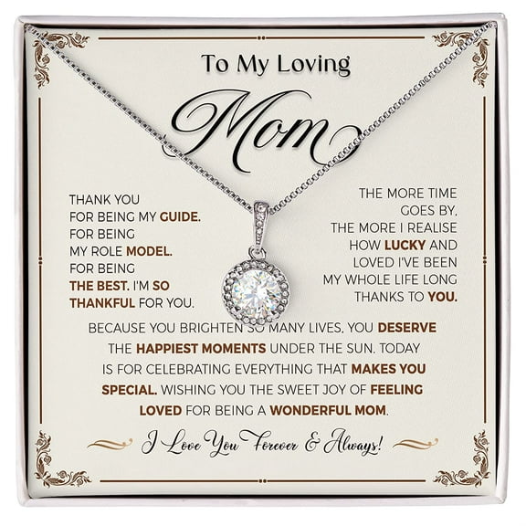 LOLUIS Gifts for Women, Birthday Mother's Day Wedding Valentine Christmas Jewelry Gifts, Mother Necklace (To My Loving Mom, Eternal Hope Necklace)