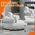 thumbnail image 3 of MOONMISS Chenille Upholstered Durable Comfort Lounger Bean Bag Lazy Sofa with Three Pillows-Beige, 3 of 6