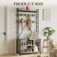 thumbnail image 2 of Kojooin Hall Tree with Bench and Coat Rack, 36.41" Entryway Shoe Bench with 17 Hooks, Drawers and Top Shelf, 5-in-1 Freestanding Storage Organizer for Entryway, Mudroom, 2 of 7
