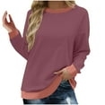 thumbnail image 1 of Timegard Tops for Women Crewneck Long Sleeve Fleece Warm Blouse Fall Winter Color Block Casual Comfy, 1 of 8