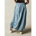 thumbnail image 5 of Cenuakty Women Summer Cargo Skirt Casual Solid Colors Loose Elastic Drawstring Skirt with Pockets for Beach Streetwear, 5 of 6