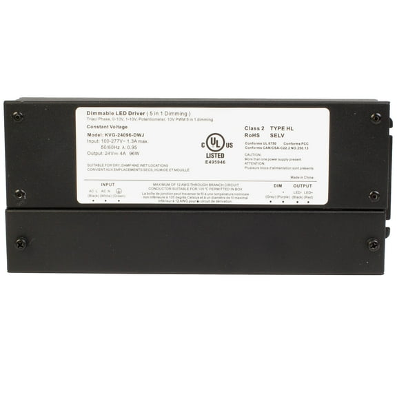 0-10v Dimmable Driver, 24v UL Listed Triac Constant Voltage Power Supply Transformer 96w for LED Strip light Compatible with AC Wall Dimmer
