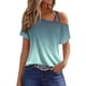 thumbnail image 2 of Puntoco Blusas cortas de liquidación para mujer, blusa informal de manga corta con hombros descubiertos para mujer, 2 of 5