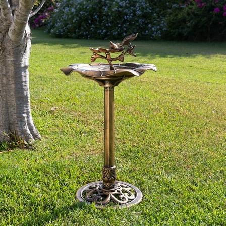 Alpine Corporation 19" x 34" Plastic Vintage Birdbath, Bronze