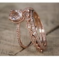 thumbnail image 2 of Sale 2 carat Antique Milgrain Oval Shape Morganite & Diamond Trio Ring Set in 10k Rose Gold with One Halo Engagement Ring 2 Wedding Bands, 2 of 2