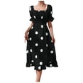 thumbnail image 2 of Fankiway Robe Décontractée d'Été pour Femmes, Mode Imprimée, Manches Bouffantes, Manches Courtes, Col Carré, Robe Pull Grande Taille pour Femmes Rondes, Robes de Printemps pour Femmes 8950, 2 of 7