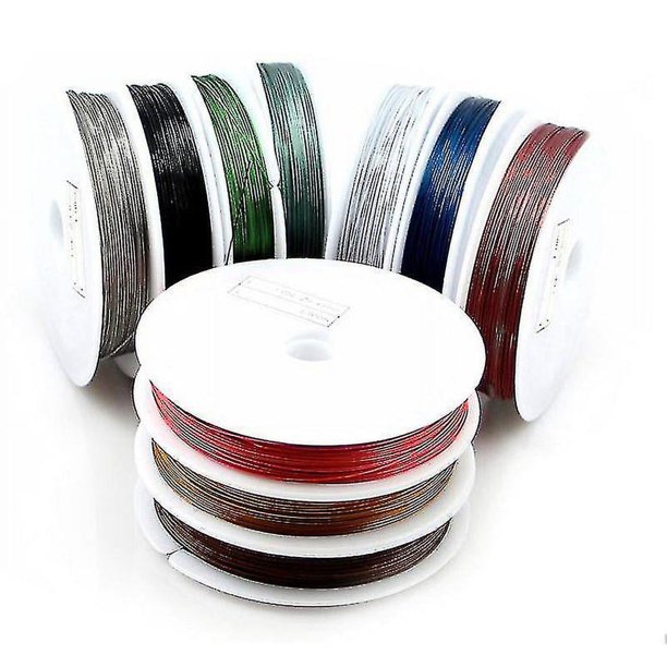 10 rollos de alambre de cobre desnudo colorido, resistente al deslustre, cuentas, joyería, pulsera, collares, suministros para fabricación de joyas