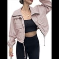 thumbnail image 3 of Chaqueta Corta para Mujer, Anorak Utilitario Extragrande con Cremallera y Bolsillos Rosa XL, 3 of 8
