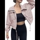 thumbnail image 3 of Chaqueta Corta para Mujer, Anorak Utilitario Extragrande con Cremallera y Bolsillos Rosa S, 3 of 8