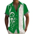 thumbnail image 2 of BUWTTED Shirts for Men Note Stripe Print Summer Short Sleeve Casual Button Down Hawaiian Beach Relaxed Loose Fit Green Shirt XXXL, 2 of 4
