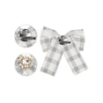 thumbnail image 3 of INSPIRE CHIC Women's Plaid Necktie Bowtie Lace Brooch Checked Pins Bow Tie One Size White, 3 of 4