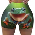 thumbnail image 2 of Uemuo Tree Frog Pattern Women Workout Impact Shorts Scrunch Butt Lifting Gym Shorts Seamless Booty Biker Shorts-Large, 2 of 8
