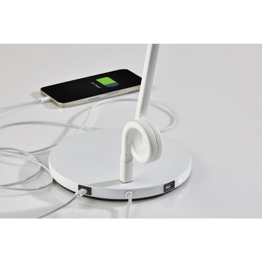 Adesso Knot 20"- 35" Desk Lamp White with USB, Adjustable Brightness & Light Articulation