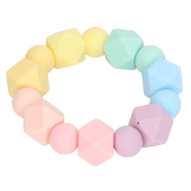Silicone Baby Teether, Discomfort Relief Bracelet Shape Easy To Grip Beaded Teether Ring Safe To Use For Hospital ANGGREK AG2012