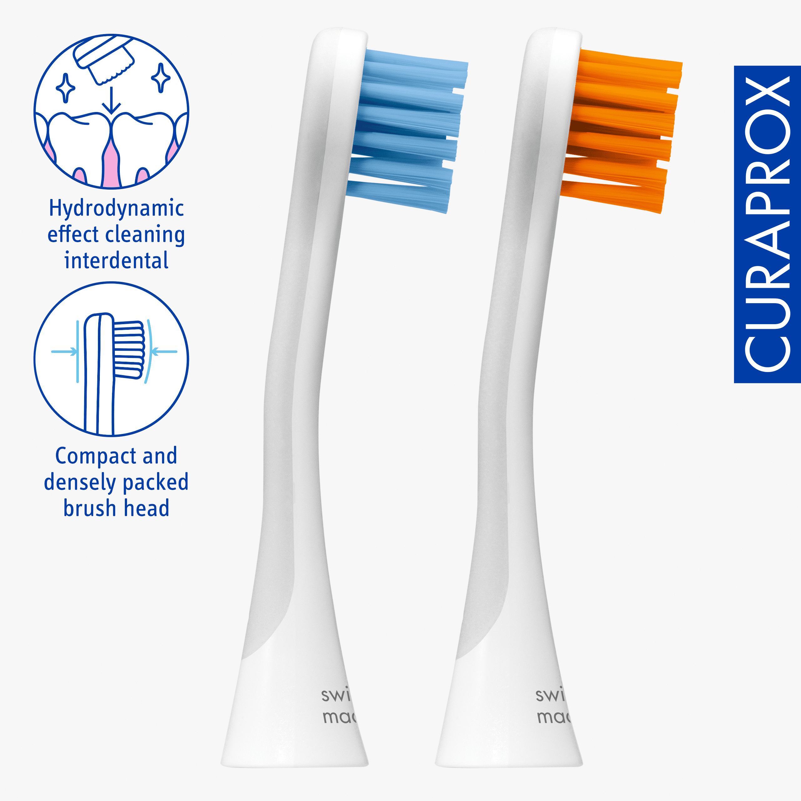 Curaprox Hydrosonic Brush Head Sensitive blue/orange, 2 pcs