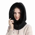 thumbnail image 1 of Chapeau de Fourrure d'hiver Ensemble de Masques Capuche pour Les Femmes 3in1 tricot Polaire doubl Cou Chaud en Plein air Ski Coupe-Vent Chapeau pais, 1 of 5