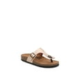thumbnail image 2 of Women Soft Cork Footbed PU Leather Hook and Loop T Strap Flip Flops (PU Gold / 11 ), 2 of 4