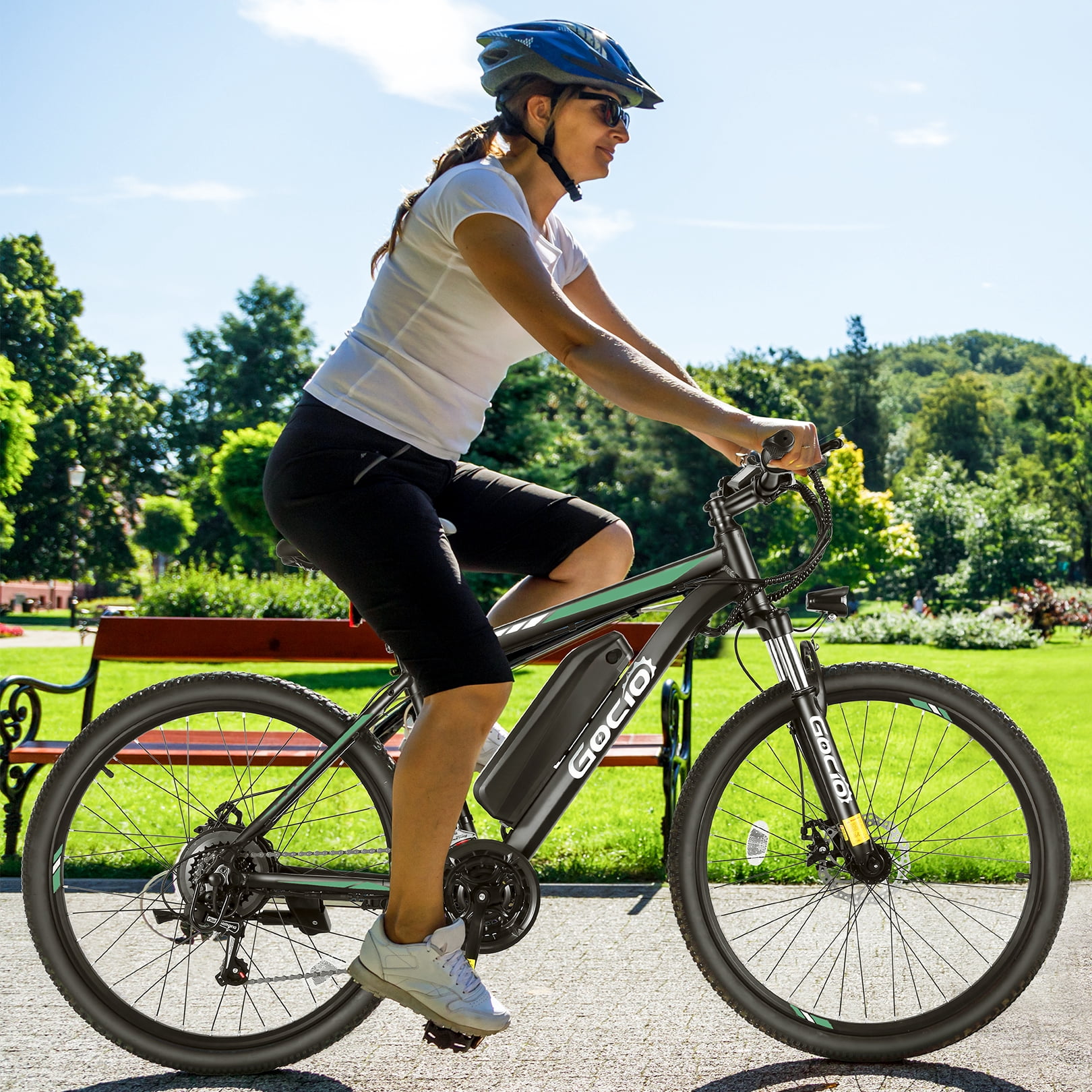 Gocio Electric Bike for Adults, 27.5" E-Mountain Bike, Lockable Suspension Fork, 750W Peak Power Motor, 48V/10.4AH, 19.8 MPH, 21 Speed, UL 2849
