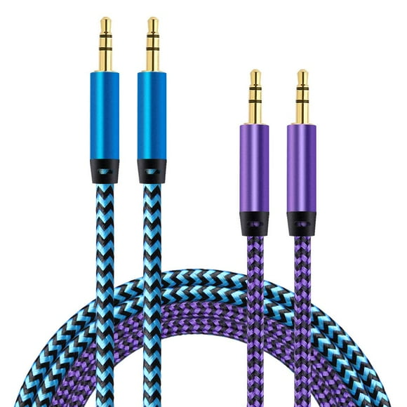 Cable de audio auxiliar AILKIN para coche, 3,5 mm, macho, azul y morado