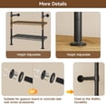 thumbnail image 6 of ROGALIS Industrial Pipe Cloth Rack, H6 Wall Mounted Closet System w/6 Telescopic Rods, Heavy Duty Closet Organizers and Storage in Wardrobe Closet w/3 Fixing Rods, 9 Shelves, Black, 6 of 9