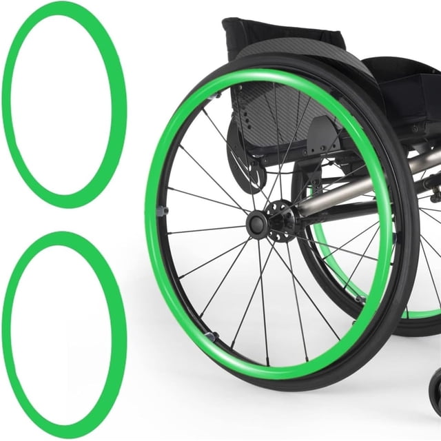 Silicone Wheelchair Push Rim Covers, 20/22/24inch 1 Pair Wheelchair Rear Wheel Push Ring Protective Cover, Non-slip Wear-Resistant Hand Push Cover, Cover for Improve Grip and Traction(Fluorescent gree