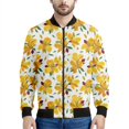 thumbnail image 3 of Chaqueta con cremallera con estampado de flores de narciso y lirio para hombre, sudadera informal de manga larga con estampado 3D de plantas, abrigo de calle, chaquetas holgadas, 3 of 5