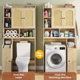 thumbnail image 5 of Over The Toilet Storage Cabinet with 3 Doors, Farmhouse Space Saver for Bathroom Organizer with Paper Holder, 10 Shelves and Hooks, 7-Tier Over Washing Machine Cabinet for Laundry, Bathroom, Natural, 5 of 9