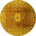 thumbnail image 1 of Ahgly Company Machine Washable Indoor Round Oriental Yellow Industrial Area Rugs, 4' Round, 1 of 4