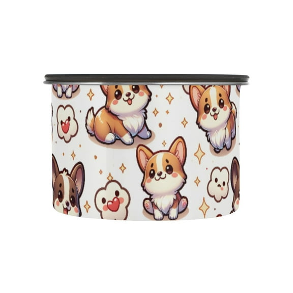 Corgi Dog Puppy Cute Airtight Coffee Bean Canister 17oz Food Storage Containers with Lids For Gournd, Tea, Sugar, Flour, Rice, Cereal, Candy Cookie Jar