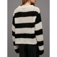 thumbnail image 6 of KelaJuan Women Knit Sweater Long Sleeve Crew Neck Hollowed Striped Sweater Pullover for Fall Winter, 6 of 6