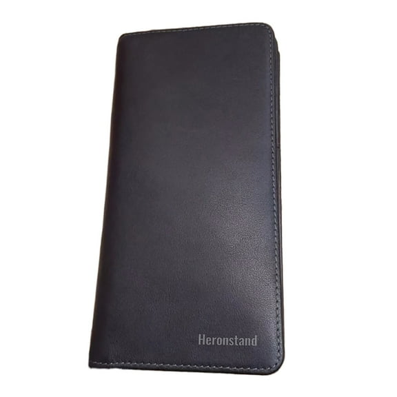 Heronstand Pocketbooks, Wallets, Bifold Side Flip, Extra Capacity Travel Wallet Leather, Black