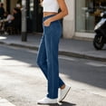 thumbnail image 6 of High Rise Skinny Jeans Elastic Waistband Solid Color Stretch Denim Pants Classic Pocket Styling Casual Slim Trousers Trendy Street Clothes, 6 of 9
