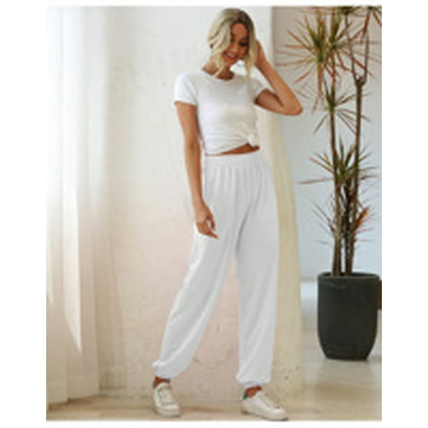 Thick white sweatpants sale