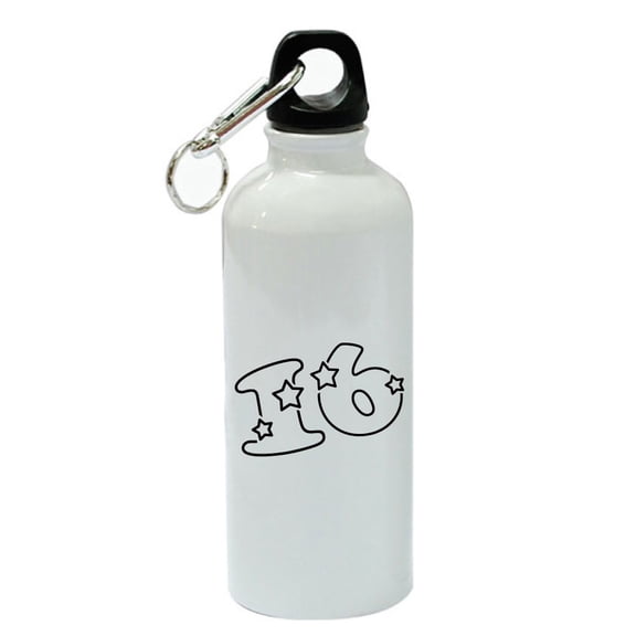 Sweet 16 Star White Aluminum Sports 20 oz Water Bottle