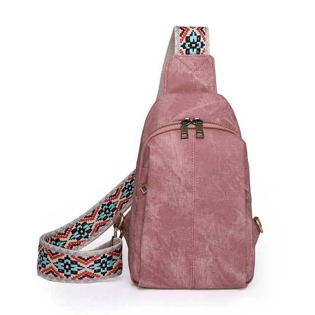 Bolso Cruzado Al Aire Libre Retro Europeo Y Americano Bolso Pecho Informal para Mujer Rosa