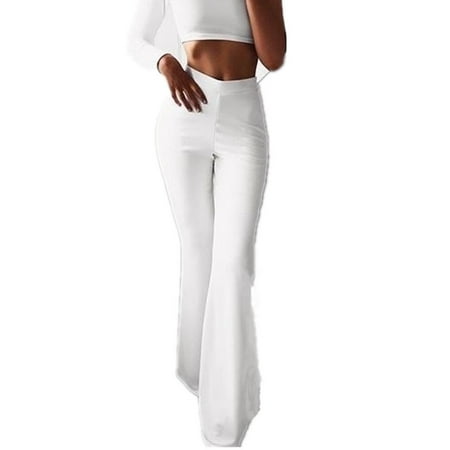 Soldi Color Women Slim Casual Pants Wide Leg Trousers