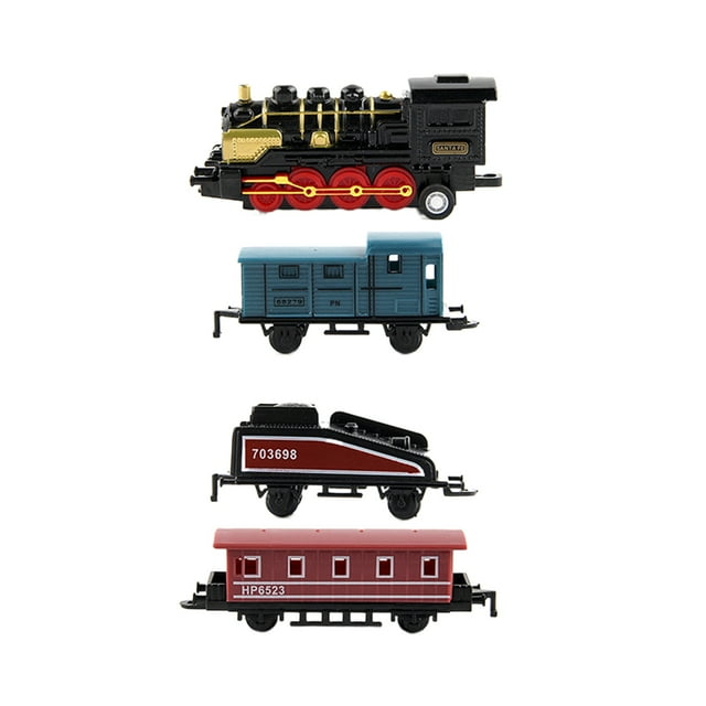 MasteelfCA 4 Pcs Voitures Jouets en Alliage Rétro Train à Vapeur Modèle à Rétrofriction Ensemble de Jouets pour Enfants Garçons Cadeaux (Noir)