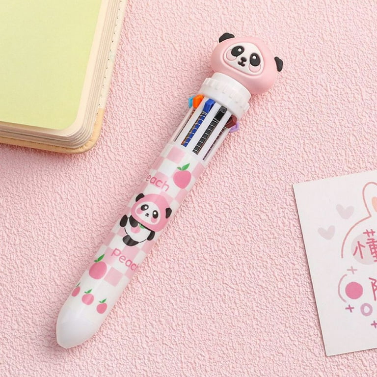 Kawaii Cute Animal 10/8 Color Ball Pen Retractable Ballpoint Pen Multicolored  Pens Colorful Refill Student