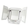 Jerdon Modern Tri-Fold Makeup Mirror with Lights - Vanity Mirror with 5X- 1X Magnification & Multiple Light Settings - White Base - Model JGL10W