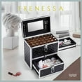 thumbnail image 2 of Frenessa Makeup Train Case Professional Makeup Cosmetic Box with Drawer Mirror Extra Large Manicure Accessory Storage Organizer with Dividers Keys Lockable Travel Art Case for Makeup Artist, Cosmetolo, 2 of 5