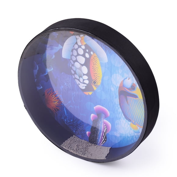 Eccomum 16 Inch Ocean Drum Wooden Handheld Sea Drum Percussion Instrument Gentle Sea Sound Musical Toy Gift for Kids