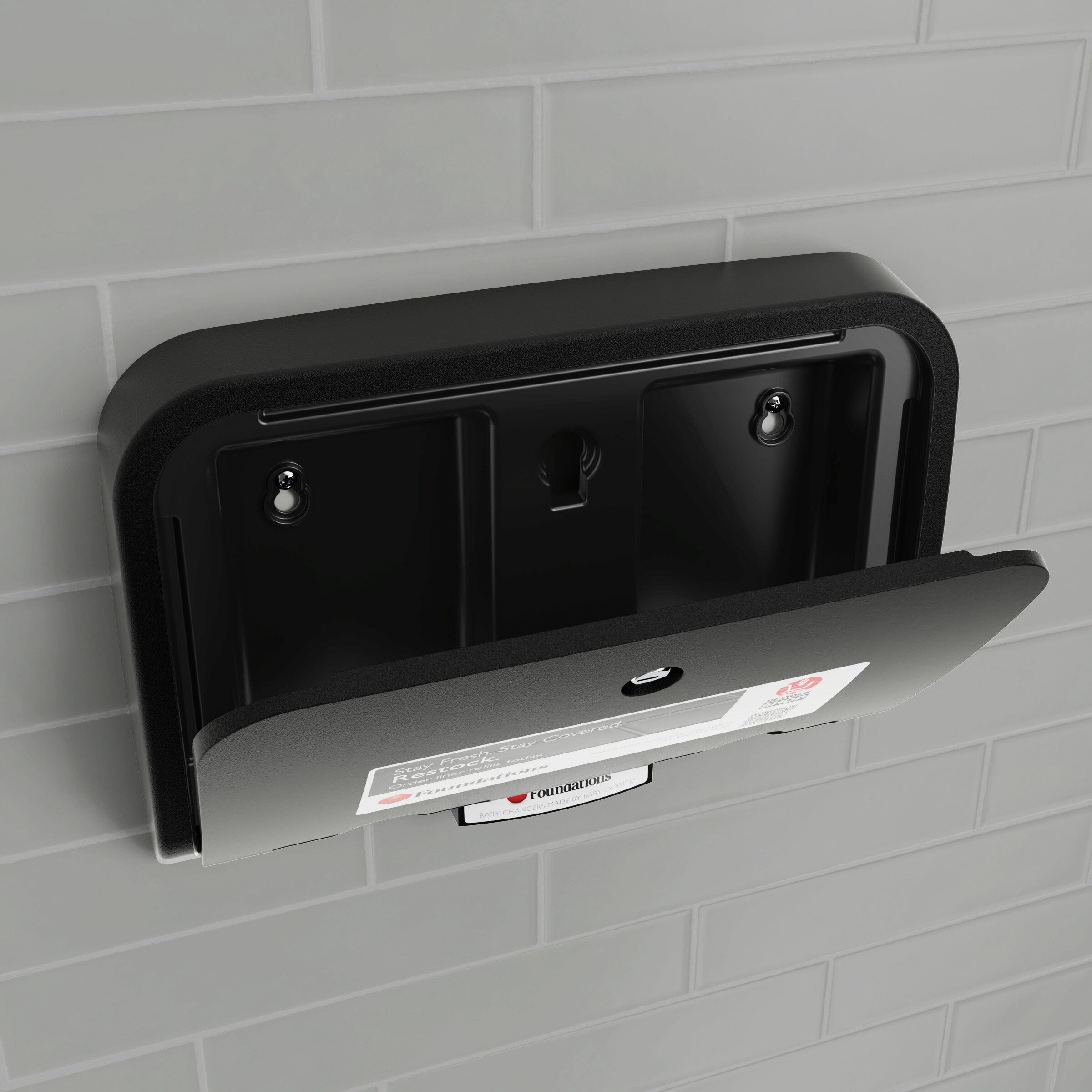 Foundations Elements Changing Station Liner Dispenser, Lockable, Wall Mounted, Black, 300-LD-02