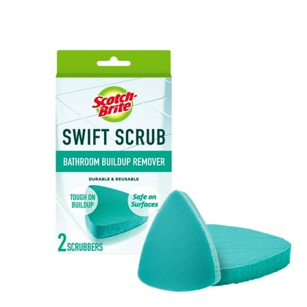Scotch-Brite Swift Scrub Bathroom Buildup Remover, 3.8 in x 4.5 in, 2 Scrubbers