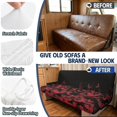 thumbnail image 3 of FUIALDOLG Red Bat Camo Pattern Elastic Bottom Straps Washable RV Dinette Cushion Covers Compatible with Camper Travel Trailer, 2 Piece RV Couch Covers, 3 of 7