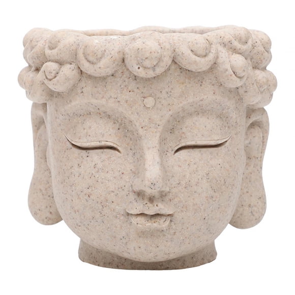 GROWTH TANK Buddha Head Flower Pot Decors Makeup Brush Container for Desktop Home Garden A