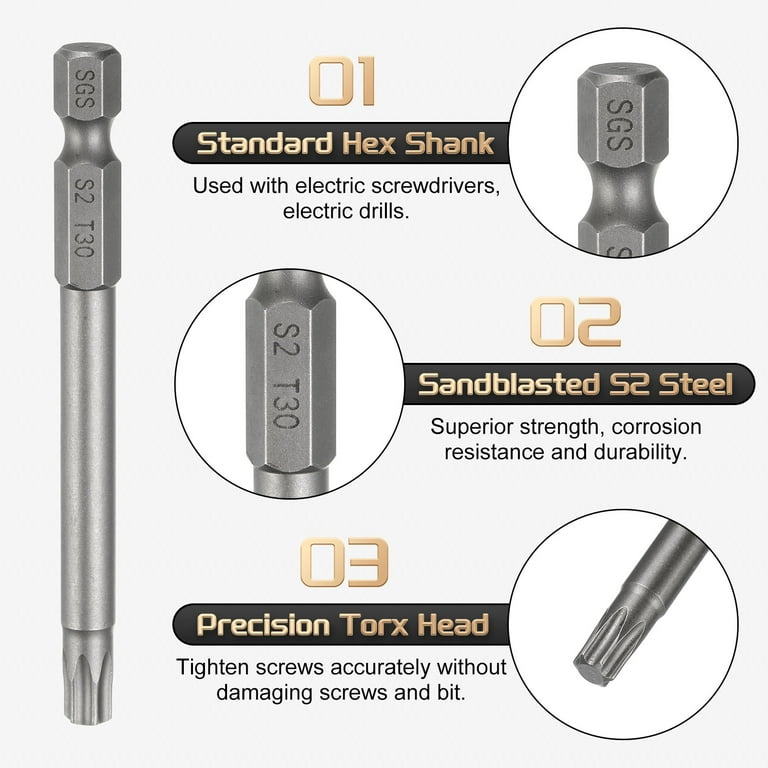 Uxcell T30 Torx Head Screwdriver Bit 1/4
