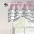 thumbnail image 4 of Grey Chevron Tie Up Valance Curtains for Windows, Kitchen Curtains Window Treatments, Geometric Pink Print Wavy Striped White Short Window Shades Valances for Bedroom Bathroom Cafe 54"x18", 4 of 8