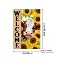 thumbnail image 4 of AMHNF Welcome Cow with Sunflowers Linen Garden Flag for Spring Summer Home Outdoor Garden Yard Door Decor 12x18 inch, 4 of 5