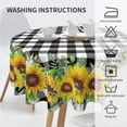 thumbnail image 5 of Sunflower Tablecloth Round 60 Inch Fabric Black White Buffalo Check Plaid Table Cloth Washable Spillproof Wrinkle Free Spring Summer Farmhouse Floral Table Cover for Indoor Outdoor Kitchen Dinning, 5 of 7