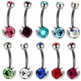 thumbnail image 4 of Segolike 10 Pieces Stainless Steel Crystal Belly Button Navel Piercings Jewellery 14g - , 14g 10 Pcs, 4 of 8